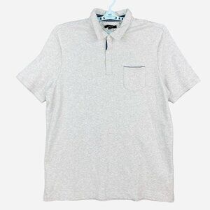 TAHARI Men's Polo Shirt Size XXL Collar 3- Buttons Placket Grey Stretch Cotton
